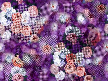 418657-怀旧复古美女插画手绘花卉方格数码印