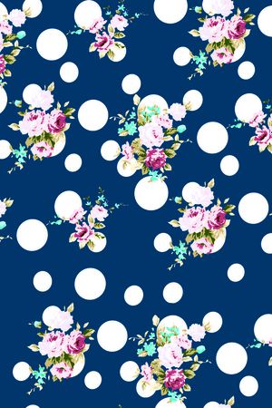 圆点加玫瑰花印花华亿平台图片