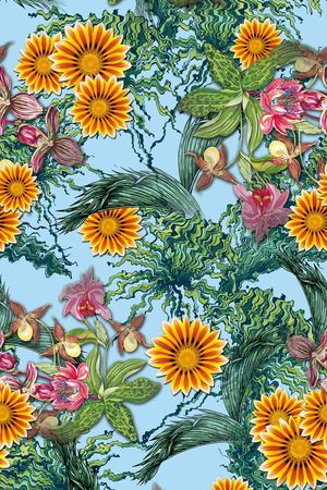 热带植物印花华亿平台图片