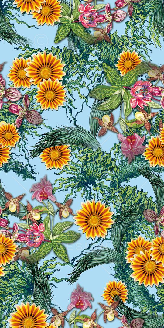 热带植物印花华亿平台图片