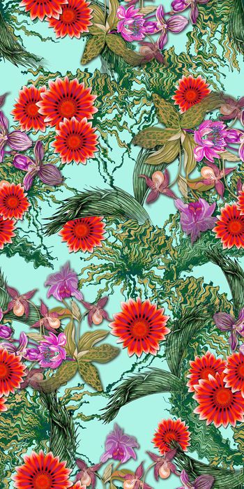 418778-热带植物 花卉 树叶 肌理 服装 