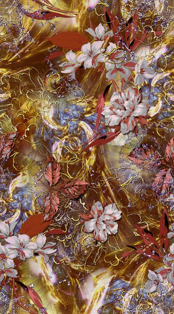 418828-花卉金属拉丝 抽象 炫彩 水滴机理