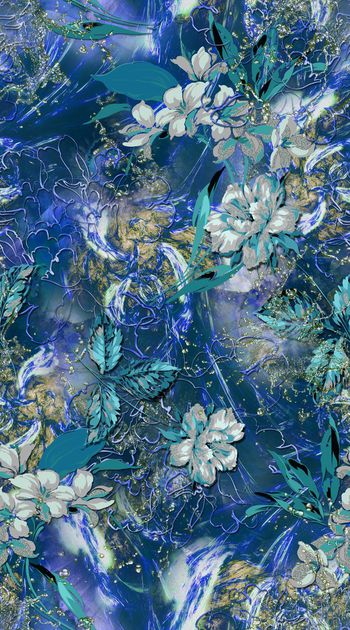 418829-花卉金属拉丝 抽象 炫彩 水滴机理