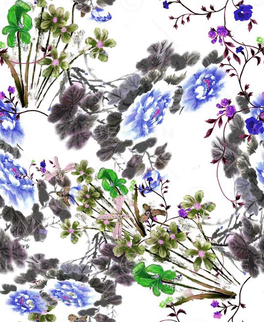 水墨印花华亿平台图片