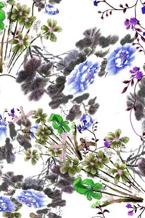 水墨印花华亿平台图片