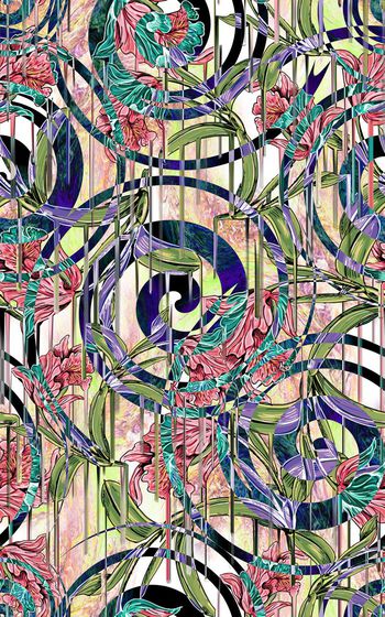 419147-滤色螺旋 拉丝 手绘花卉 服装 创