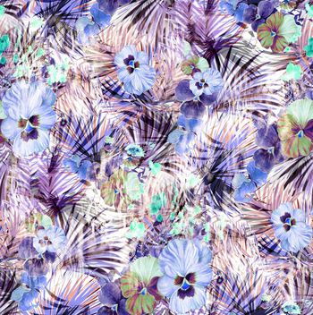 419387-热带雨林滤色植物花卉数码印花