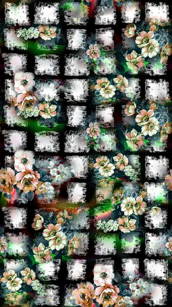 419571-抽象格子水墨花