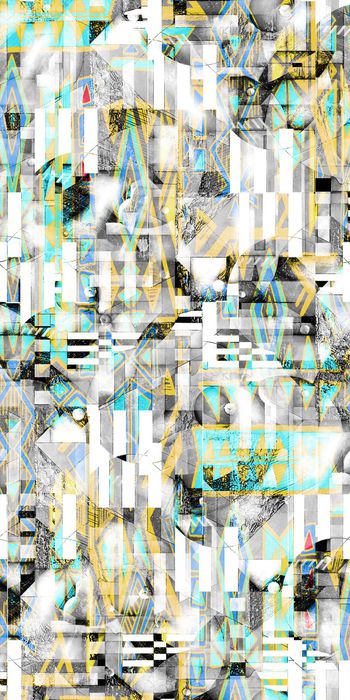 419758-WT464抽象几何条纹色彩组合水彩