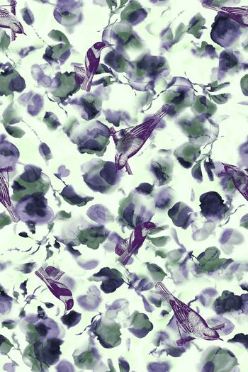 419792-WT466中国风休闲水墨水彩鸟雀组