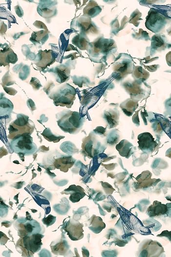 419793-WT466中国风休闲水墨水彩鸟雀组