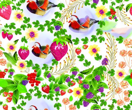 草莓鸳鸯循环印花华亿平台图片