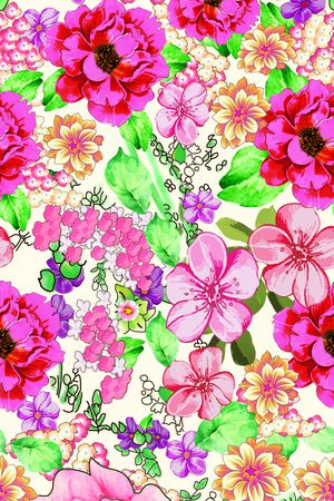 红花连衣裙印花华亿平台图片