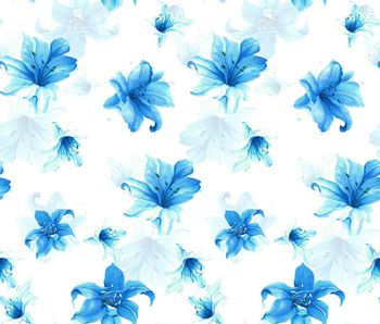 420064-清新简约手绘百合花数码印花