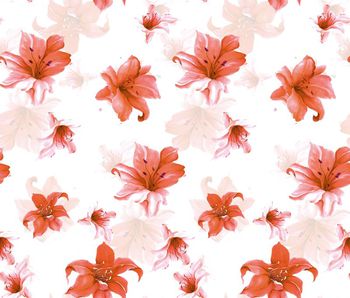 420065-清新简约手绘百合花数码印花