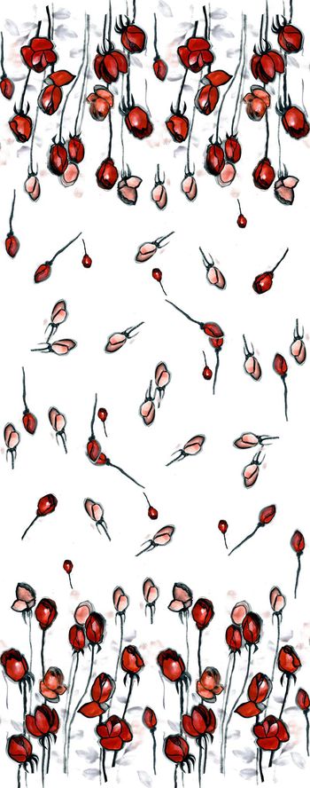 420098-时尚简约风手绘小花卉数码印花