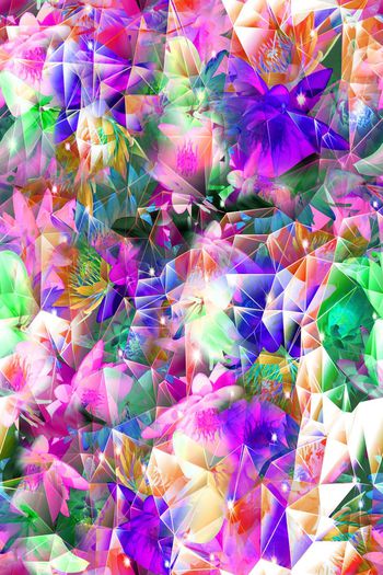 420218-WT469炫彩3D几何花卉组合星光