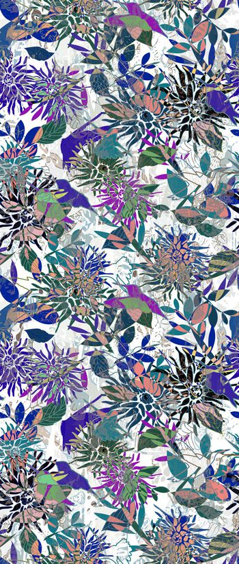 420225-WT470抽象色块花卉雀鸟印象休闲