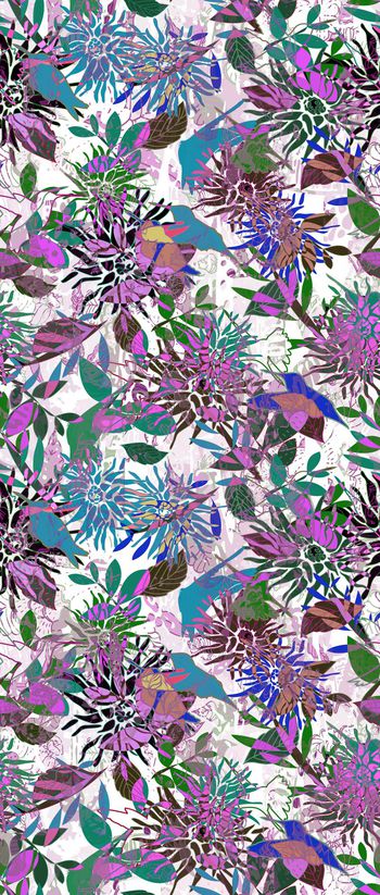 420226-WT470抽象色块花卉雀鸟印象休闲