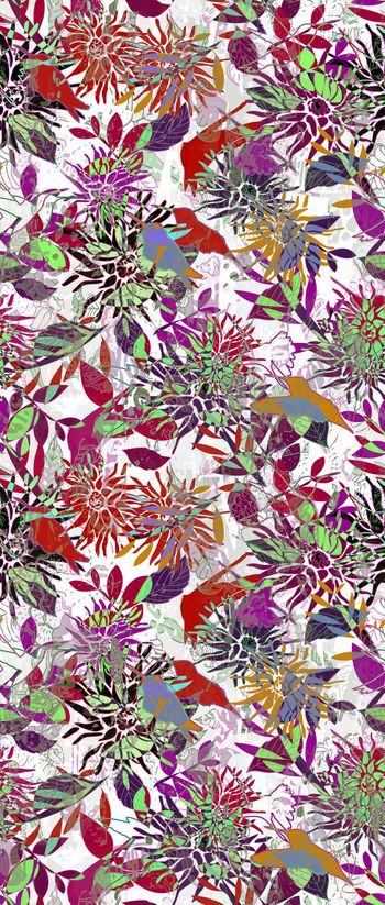 420227-WT470抽象色块花卉雀鸟印象休闲