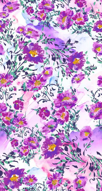 420290-水彩花卉 水彩机理 手绘 服装 清