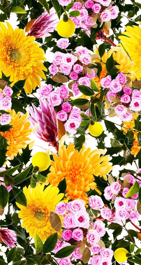 黄色花卉印花华亿平台图片