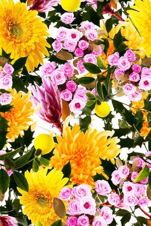 黄色花卉印花华亿平台图片