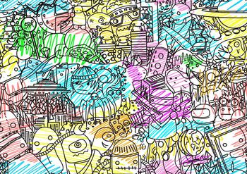 420395-线描手绘儿童画男装华亿平台女装衬衣内衣