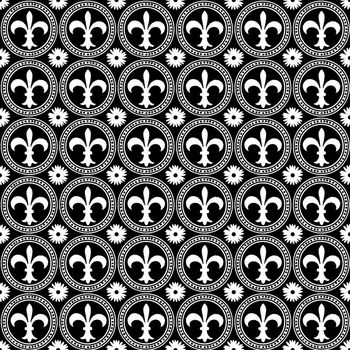 420970-欧洲几何花卉雏菊与鸢尾花图案组合女