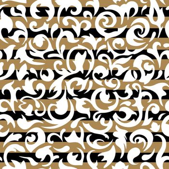 420999-简约清新几何条纹与卷叶图案组合女装