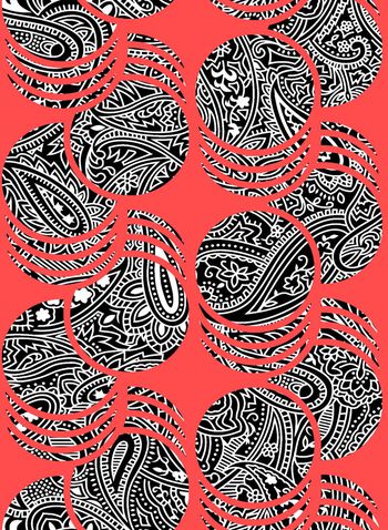 421009-民族风简约重叠圆点腰果花佩兹利花卉