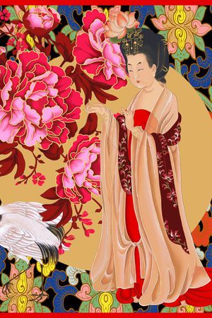 宫廷牡丹印花华亿平台图片