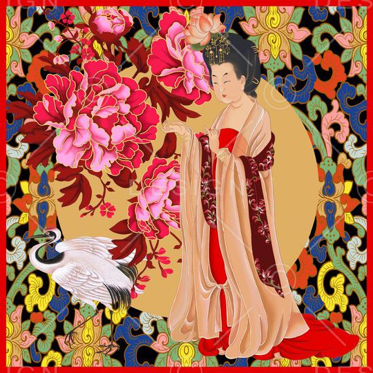 宫廷牡丹印花华亿平台图片