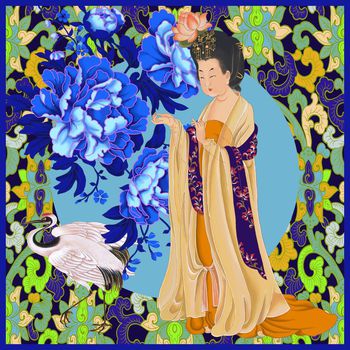 421123-中国风大唐风格手绘云想衣裳花想容牡