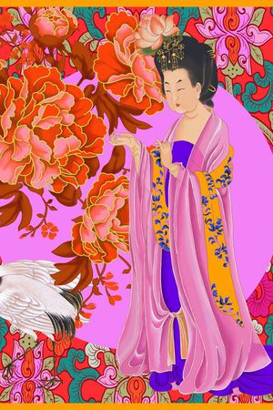 宫廷牡丹印花华亿平台图片