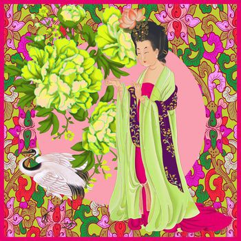 421125-中国风大唐风格手绘云想衣裳花想容牡