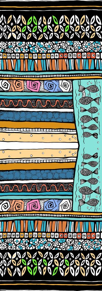 421516-抽象 个性手绘涂鸦撞色笔触数码印花