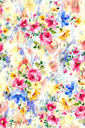 手绘 满版 浅底 小碎花印花华亿平台图片