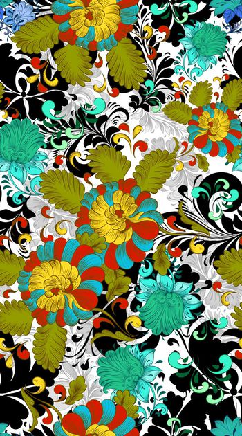 421717-时尚撞色 线描花卉 剪影 服装 