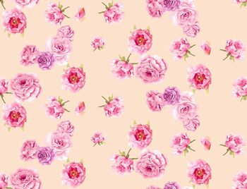 421845- 纯色手绘牡丹花花卉数码印花 