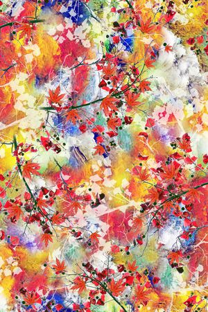 红枫叶 抽象 花卉印花华亿平台图片