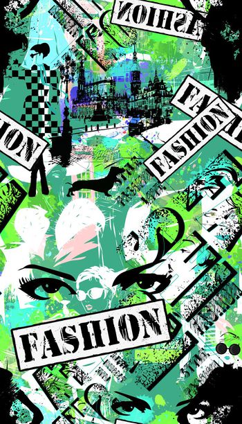 421967-时尚欧式 摩登女郎 剪影 字母 抽