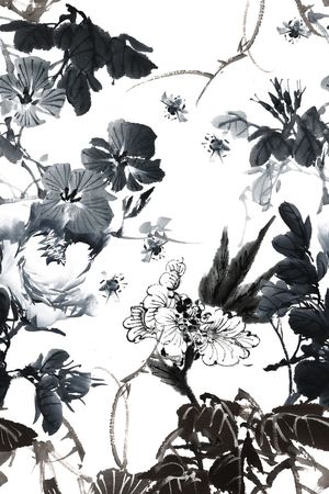 水墨印花华亿平台图片