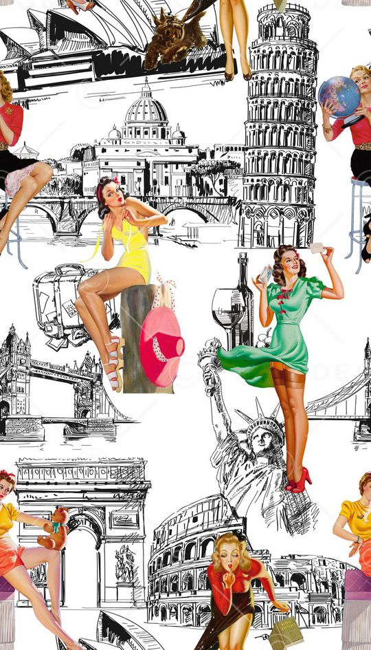 黑白线稿建筑印花华亿平台图片