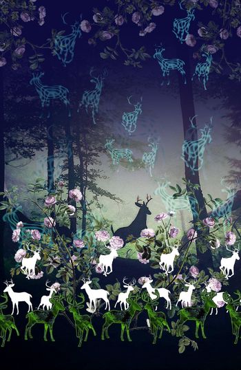 422069-鹿 动物 数码印花