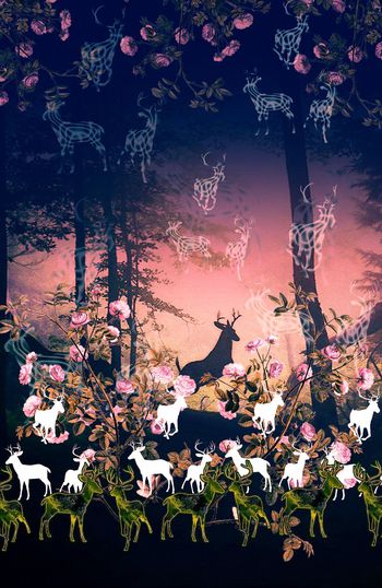 422070-鹿 动物 数码印花