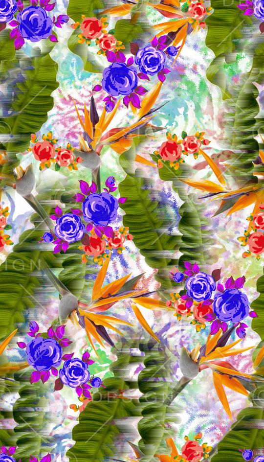 彩色花卉印花华亿平台图片