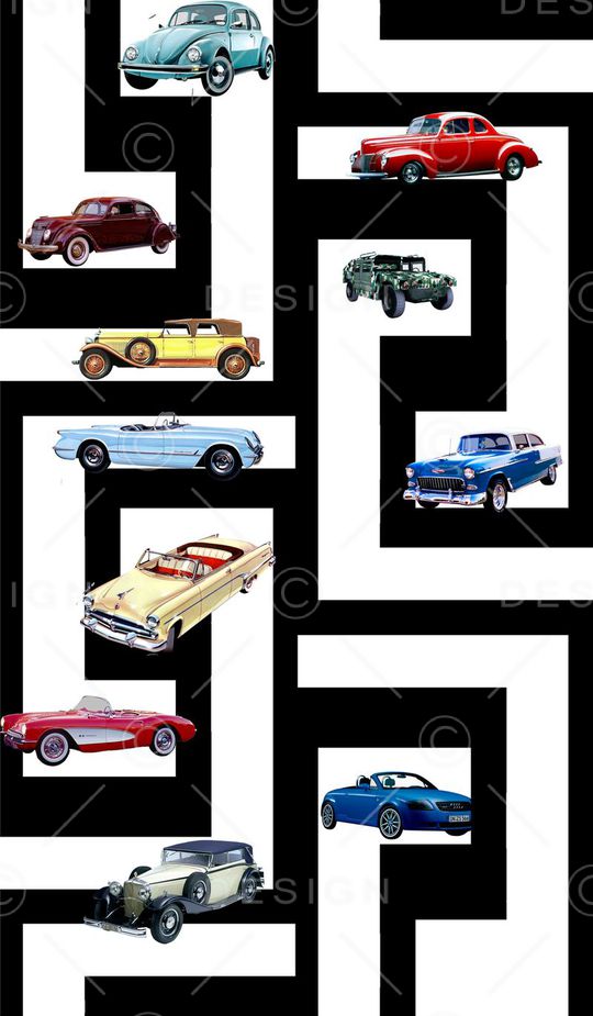 个性男装T恤复古跑车印花印花华亿平台图片