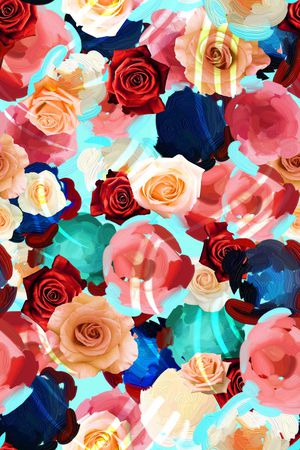 高端大牌几何抽象色块花卉印花华亿平台图片