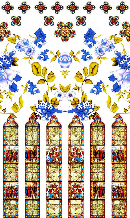 欧式教堂建筑印花华亿平台图片